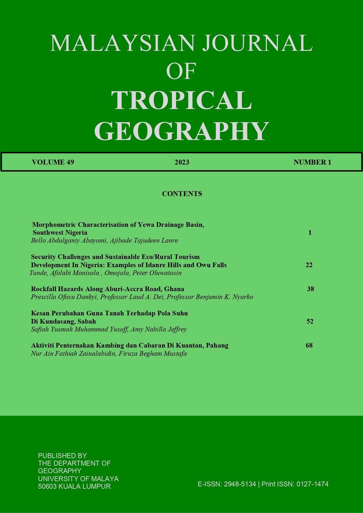 					View Vol. 49 No. 1 (2023): MJTG VOLUME 49, 2023
				