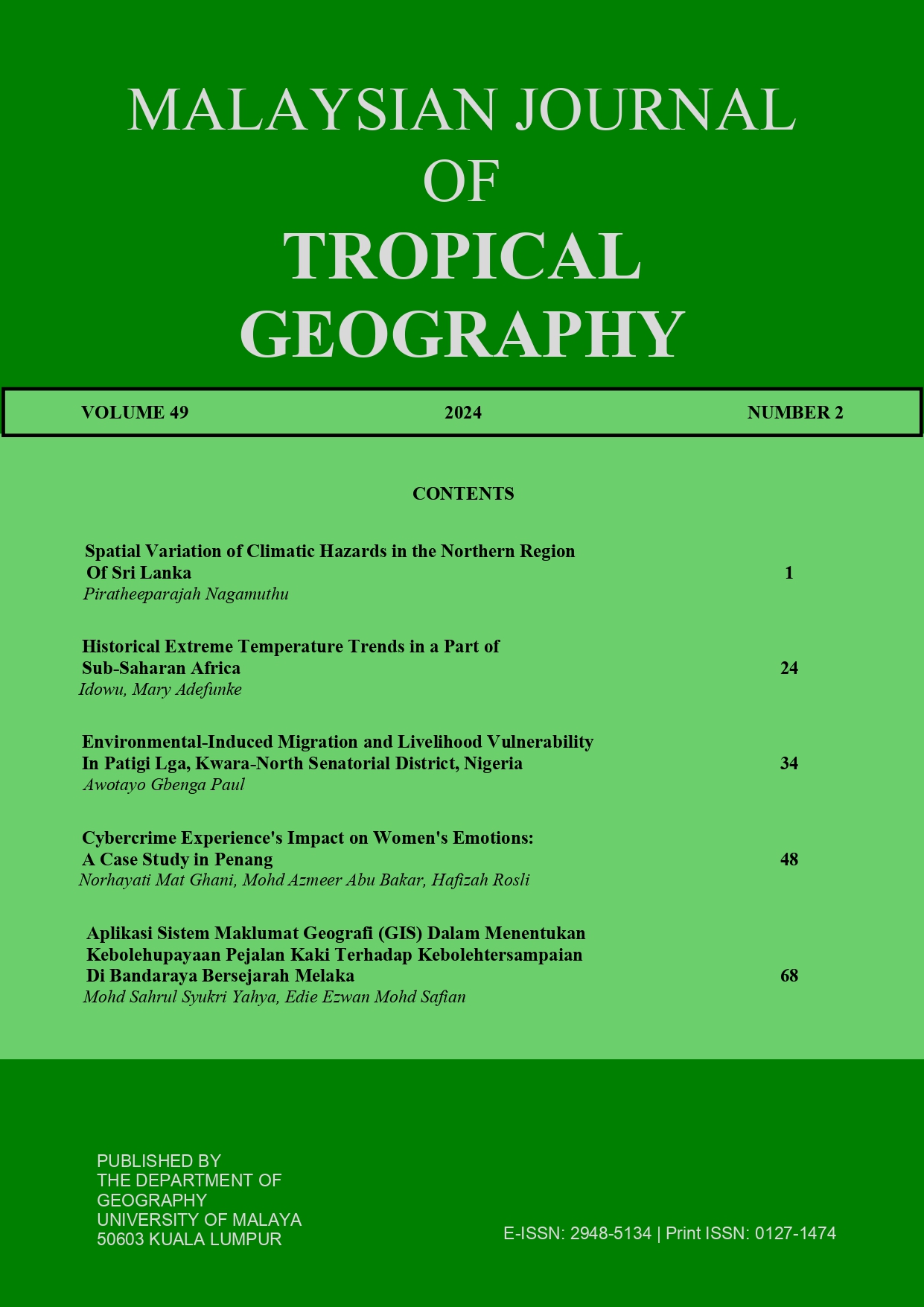 					View Vol. 49 No. 2 (2023): MJTG VOLUME 49, 2023
				